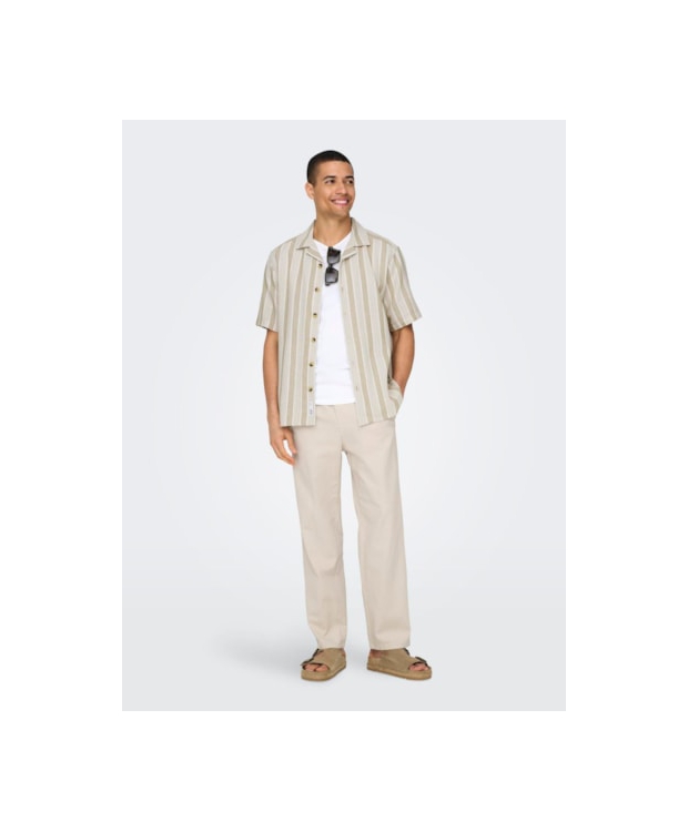 ONLY & SONS Hørbukser Loose Fit i beige til herre billede 5