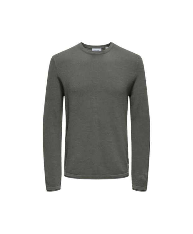 ONLY & SONS langærmet striktrøje i Castor Gray Melange til herre