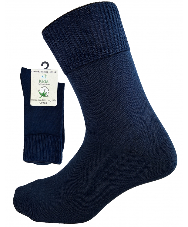 Kilde® Comfort & Diabetes, bomulds ankelstrømper i mørkeblå. Unisex