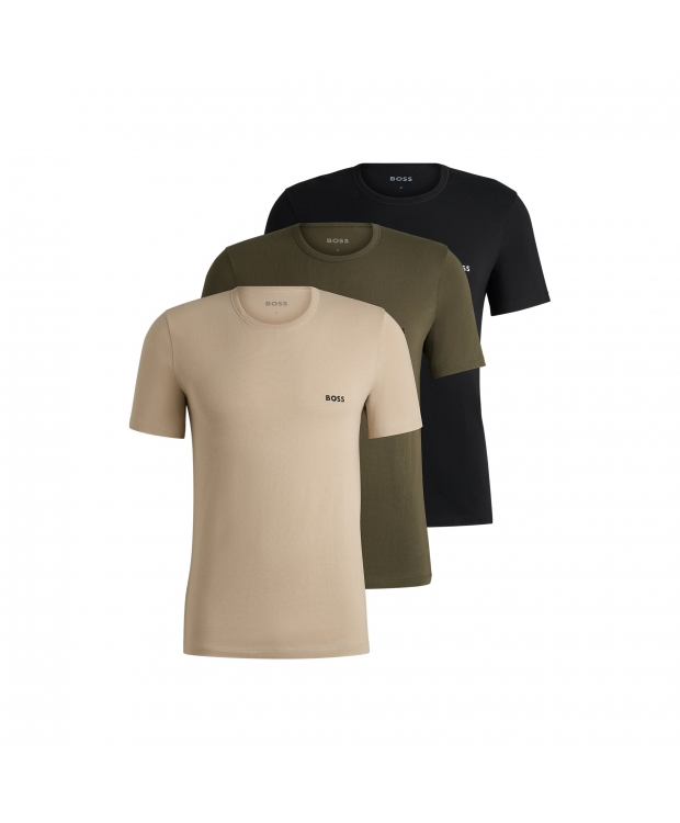 BOSS 3-Pak Klassiske T-Shirts i jord Nuancer - OUTLET