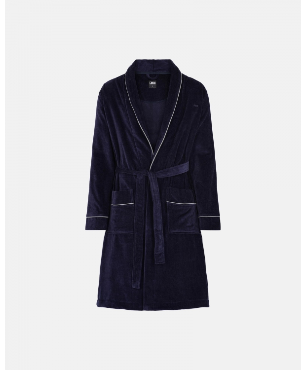 JBS badekåbe med velour i navy til herre.