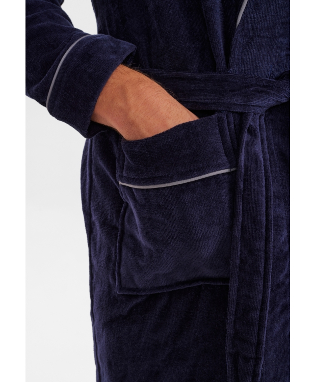 JBS badekåbe med velour i navy til herre. billede 4