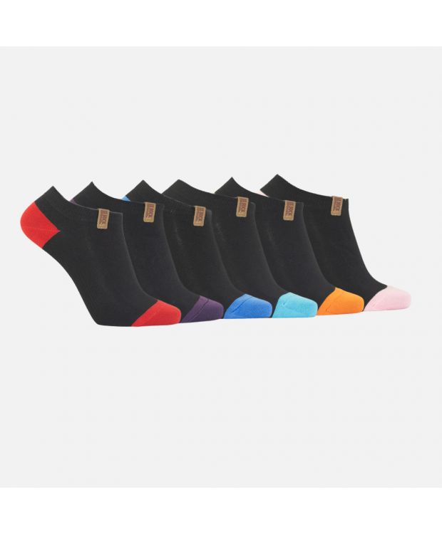 IZ Sock Copenhagen 6pak bambus ankelstrømpe med forskellige farvet hæl og tå til børn