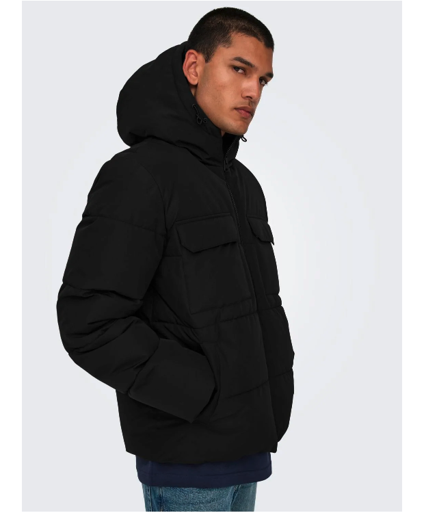 Only & Sons Kort Pufferjakke i sort til herre