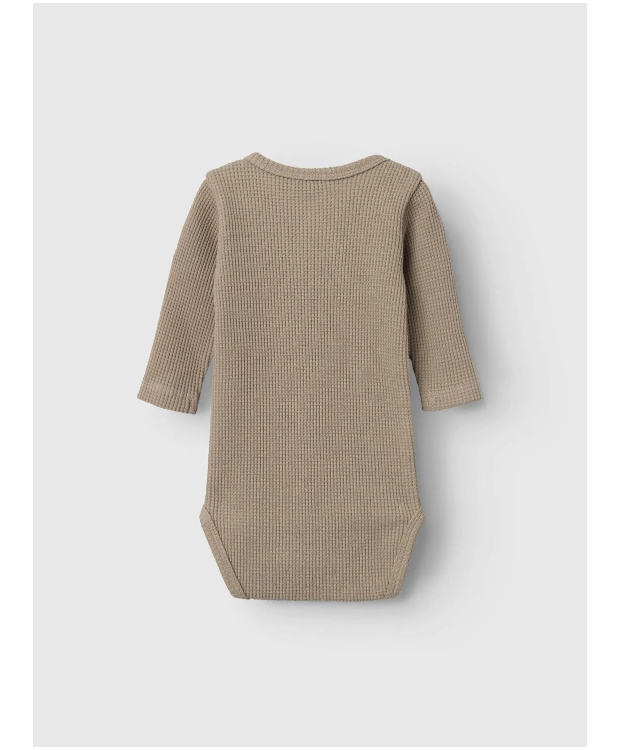 Name It Waffle Bodystocking i brun til baby billede 3
