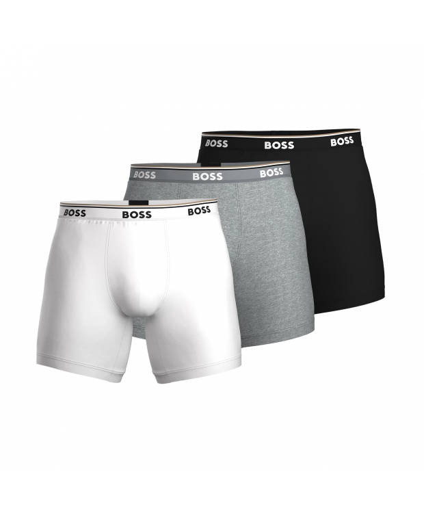 BOSS 3Pak lange underbukser/boxershorts i sort, hvid og grå til herre