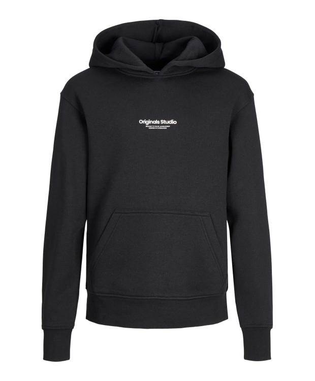 Jack & Jones Junior hoodie i sort med tekst print til drenge billede 7