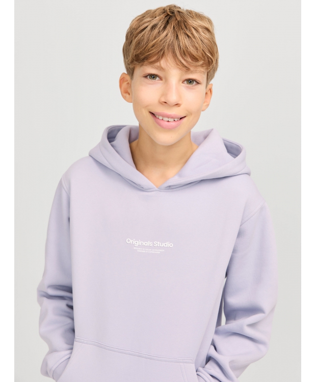 Jack & Jones Junior hoodie i Cosmic Sky med tekst print til drenge billede 3