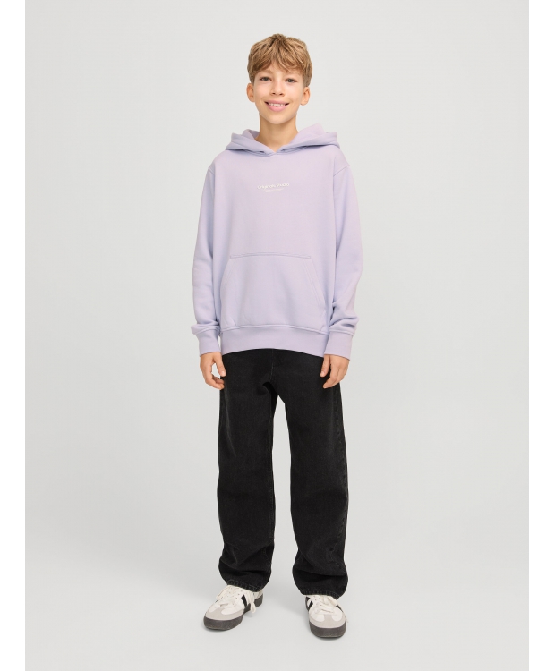 Jack & Jones Junior hoodie i Cosmic Sky med tekst print til drenge billede 6