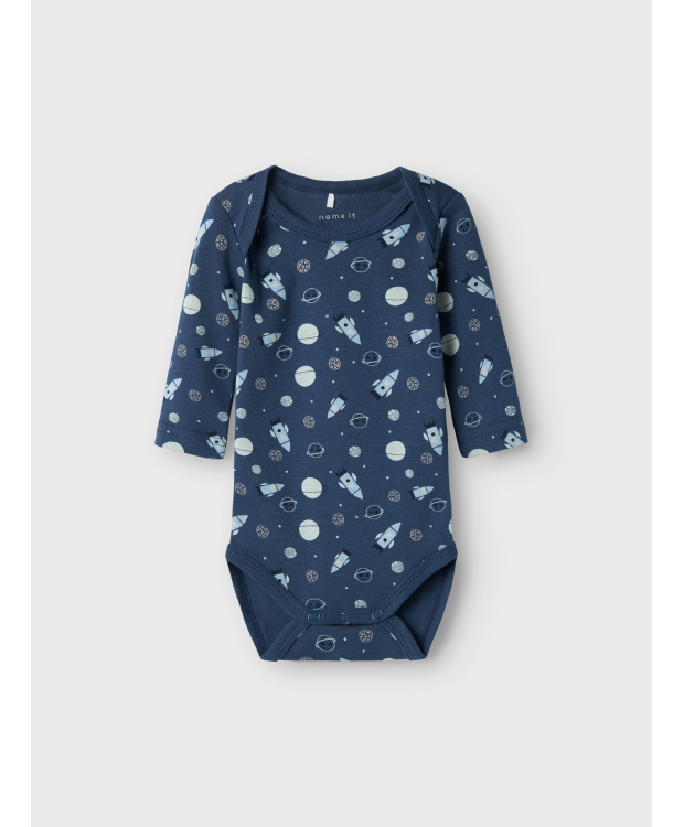 Name It 3pak Bodystocking i Space blå til baby billede 6