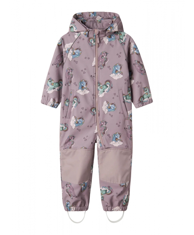 Name It Softshell-dragt i Purple Dove med enhjørninger til piger