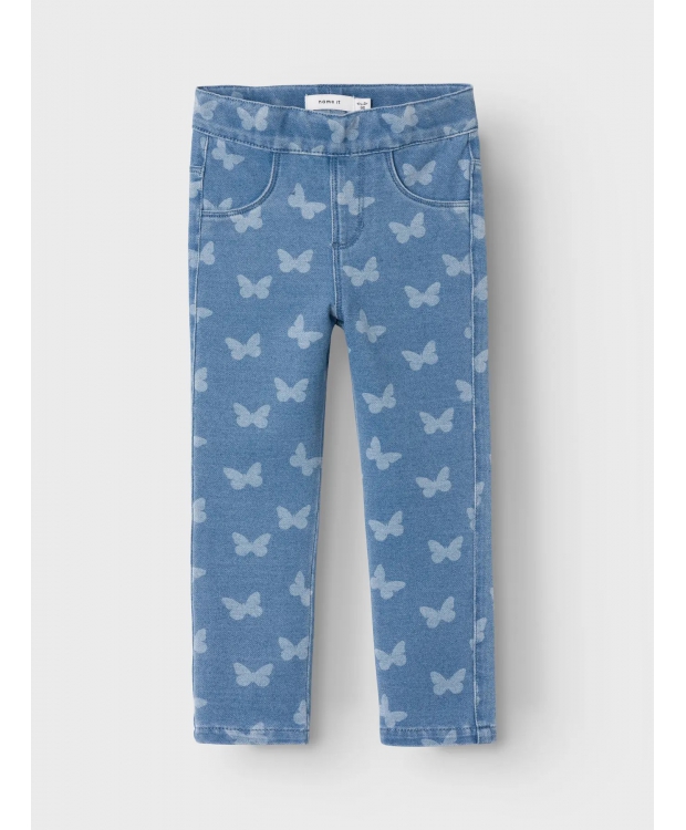 Name It denim bukser i blå med sommerfugle til piger