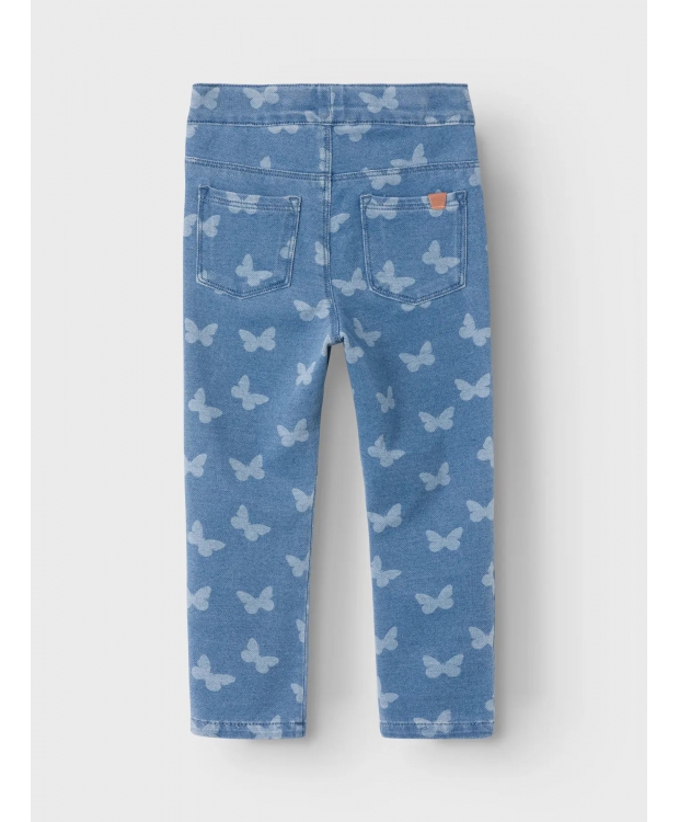 Name It denim bukser i blå med sommerfugle til piger billede 4