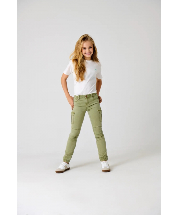 KIDS ONLY KOGMISSOURI slim fit cargo bukser i limegrøn til piger