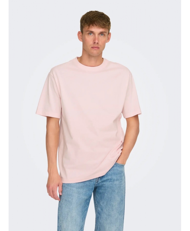 ONLY & SONS t-shirt i lyserød til herre | Relaxed fit |