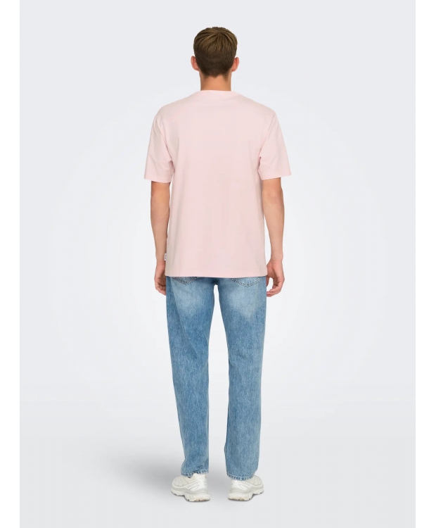ONLY & SONS t-shirt i lyserød til herre | Relaxed fit | billede 4