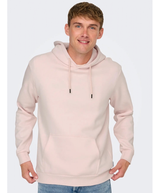 ONLY & SONS Hættetrøje i Barely Pink til herre