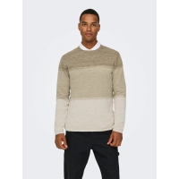 ONLY & SONS langærmet striktrøje i beige til herre