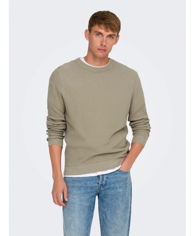 ONLY & SONS Striktrøje i beige til herre