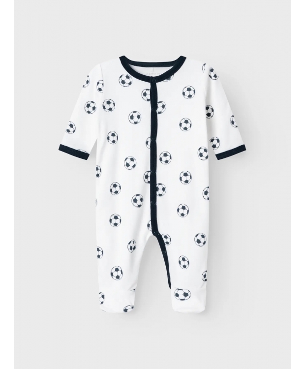 Name it pyjamas dragt i hvid m. fodbolde til børn