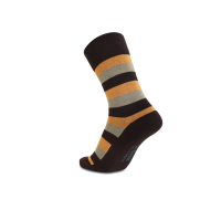 iZ Sock bambusstrømper med tykke striber i orange og brun