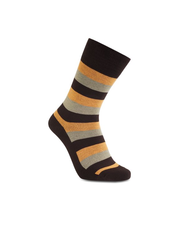 iZ Sock bambusstrømper med tykke striber i orange og brun