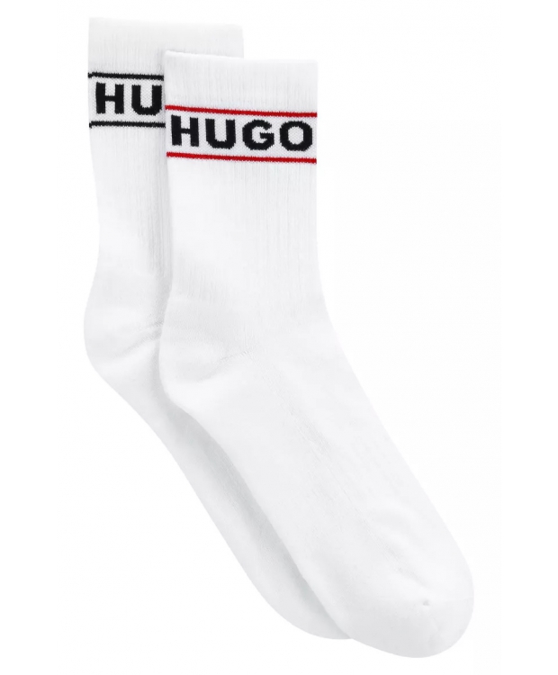 HUGO 2pak bomuldsstrømper i hvid m. logo til kvinder.
