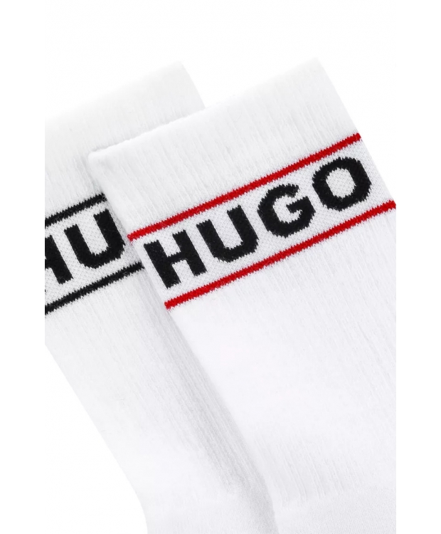 HUGO 2pak bomuldsstrømper i hvid m. logo til kvinder. billede 3
