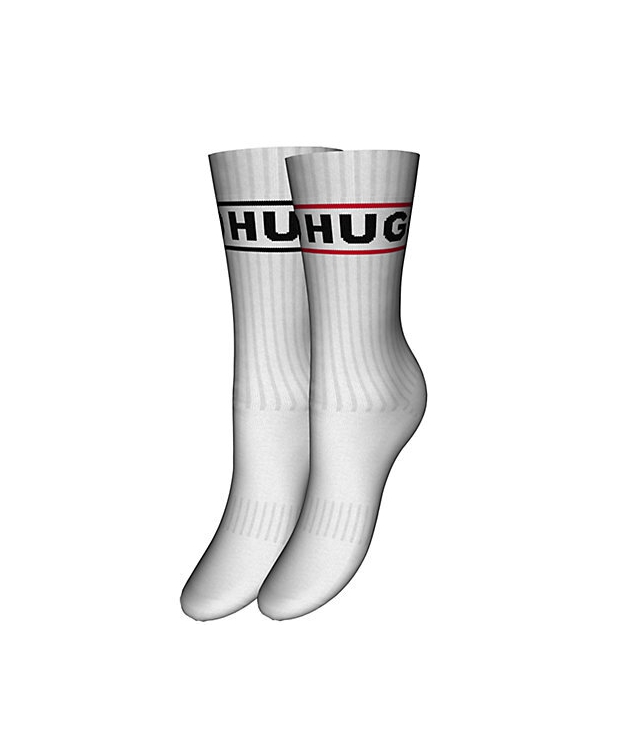 HUGO 2pak bomuldsstrømper i hvid m. logo til kvinder.
