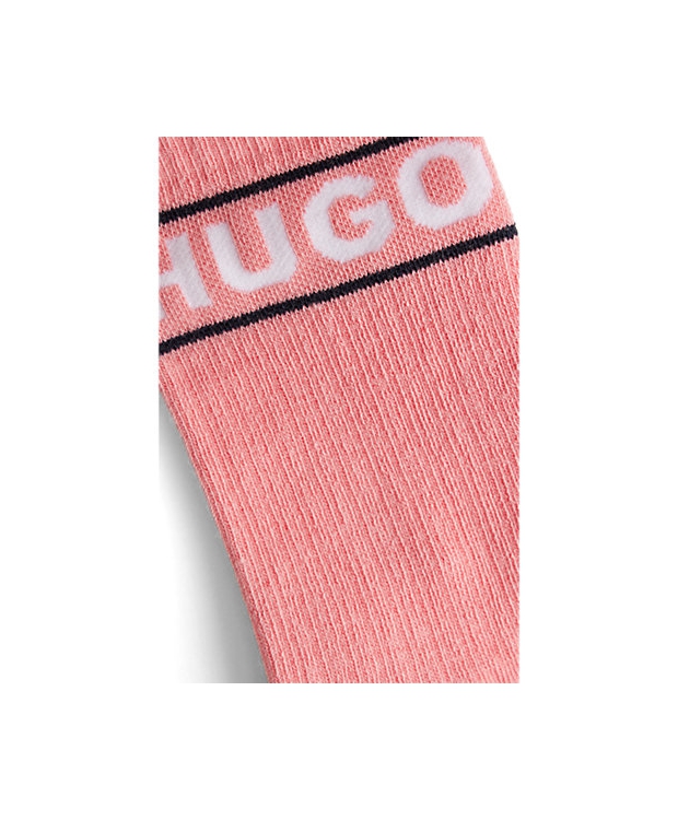 HUGO 2pak bomuldsstrømper i lyserød & hvid med logo til kvinder