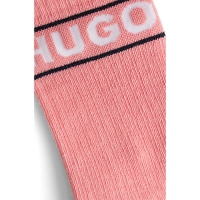 HUGO 2pak bomuldsstrømper i lyserød & hvid med logo til kvinder