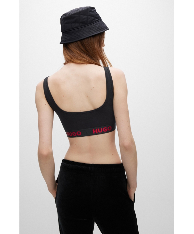 HUGO sporty-bh/top med logo i sort til kvinder billede 3