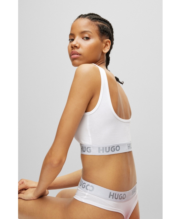 HUGO sporty-bh/top med logo i hvid til kvinder billede 5
