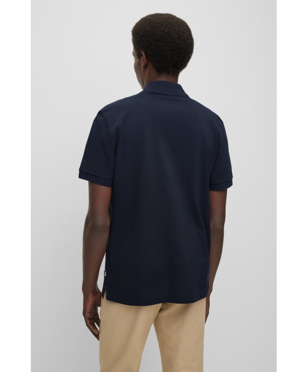 BOSS poloshirt med økologisk bomuld i mørkeblå til herre. billede 5