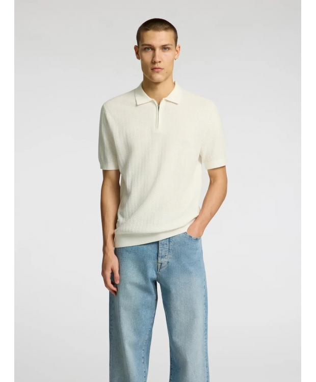 Selected kortærmet polo, økologisk bomuld, i hvid til herre.
