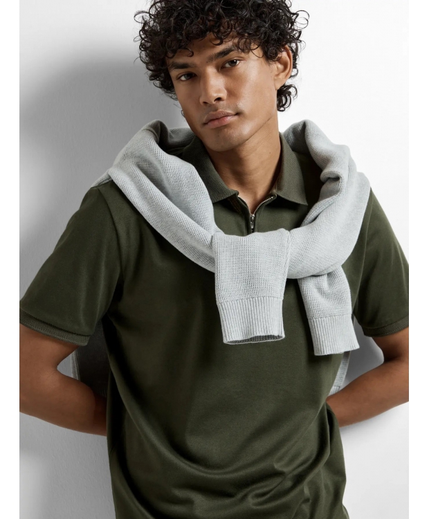 Selected Homme polo t-shirt med lynlås i mørkegrøn til herre billede 6