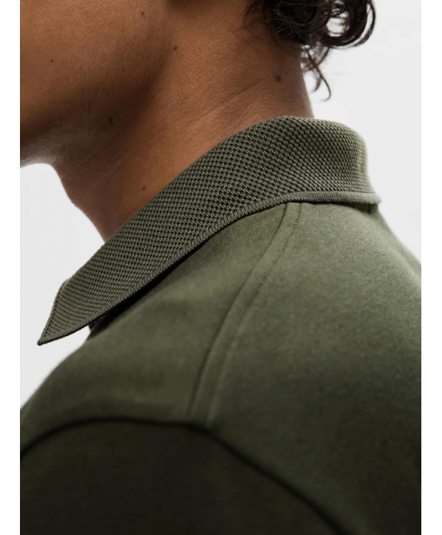 Selected Homme polo t-shirt med lynlås i mørkegrøn til herre billede 3