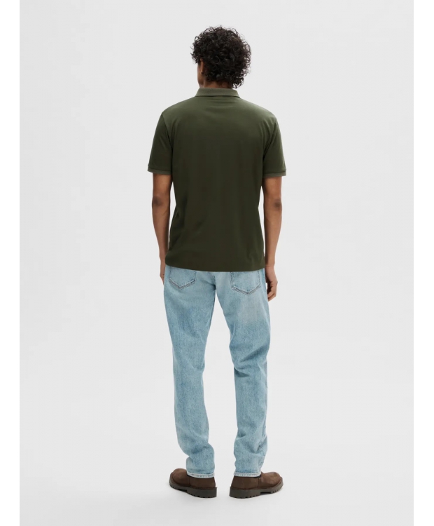 Selected Homme polo t-shirt med lynlås i mørkegrøn til herre billede 5