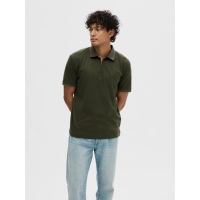 Selected Homme polo t-shirt med lynlås i mørkegrøn til herre