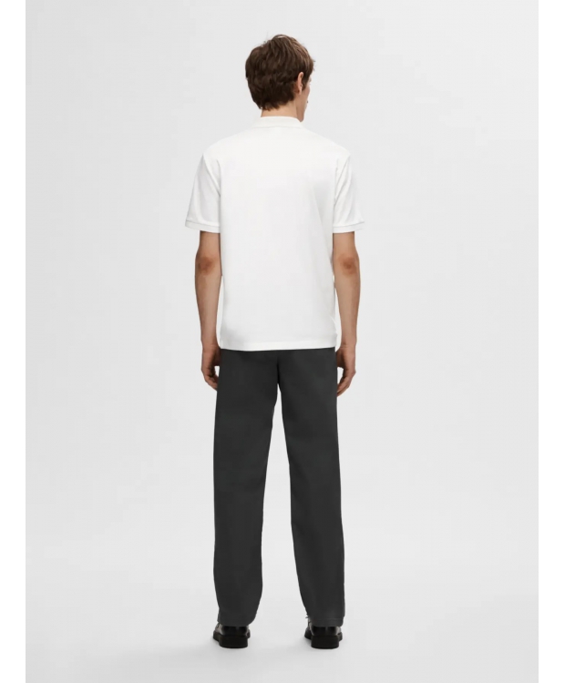 Selected Homme polo t-shirt med lynlås i Cloud Dancer hvid til herre billede 3