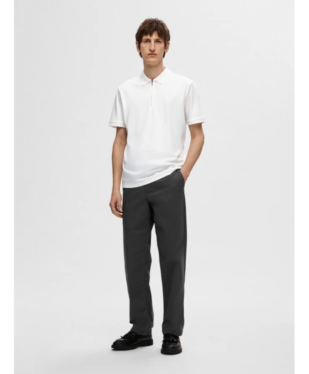 Selected Homme polo t-shirt med lynlås i Cloud Dancer hvid til herre billede 4