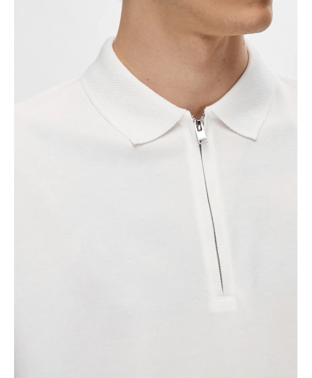 Selected Homme polo t-shirt med lynlås i Cloud Dancer hvid til herre billede 5