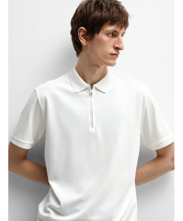Selected Homme polo t-shirt med lynlås i Cloud Dancer hvid til herre billede 6