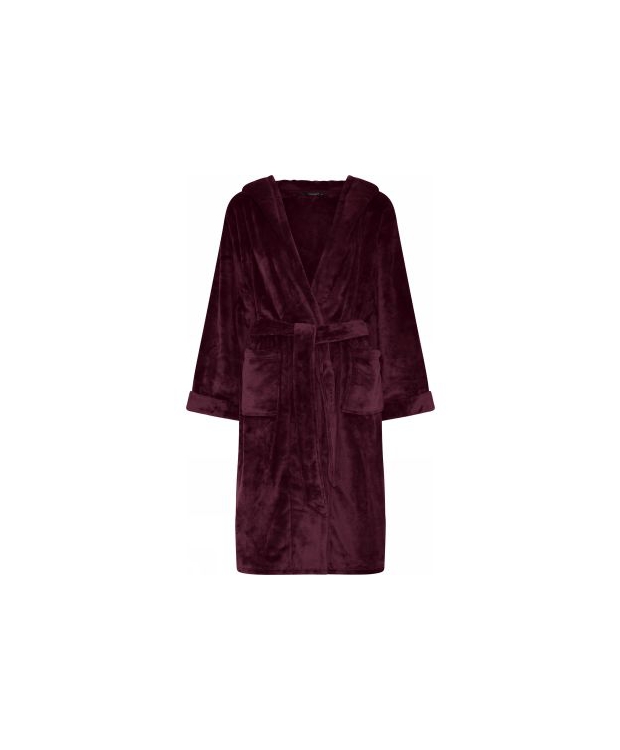 DECOY long robe w/piping  i rød til kvinder
