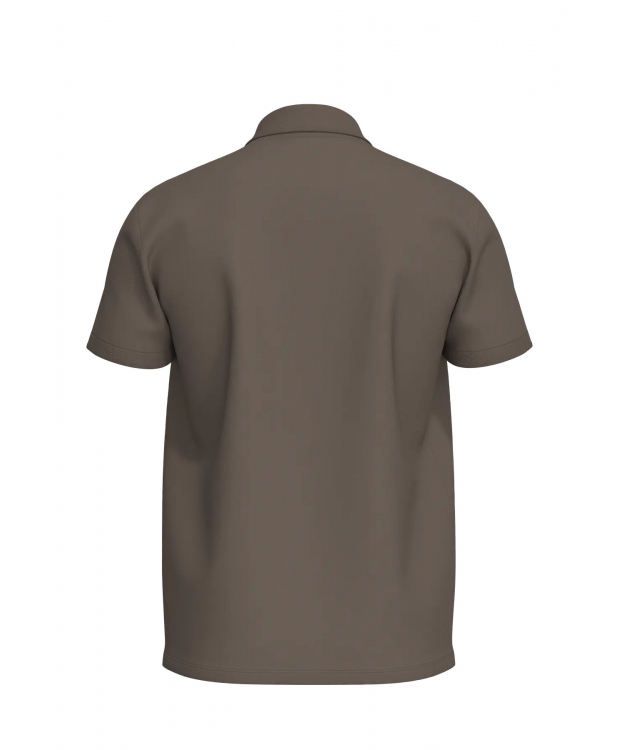 Selected strikket kortærmet polo, i brun til herre. billede 3