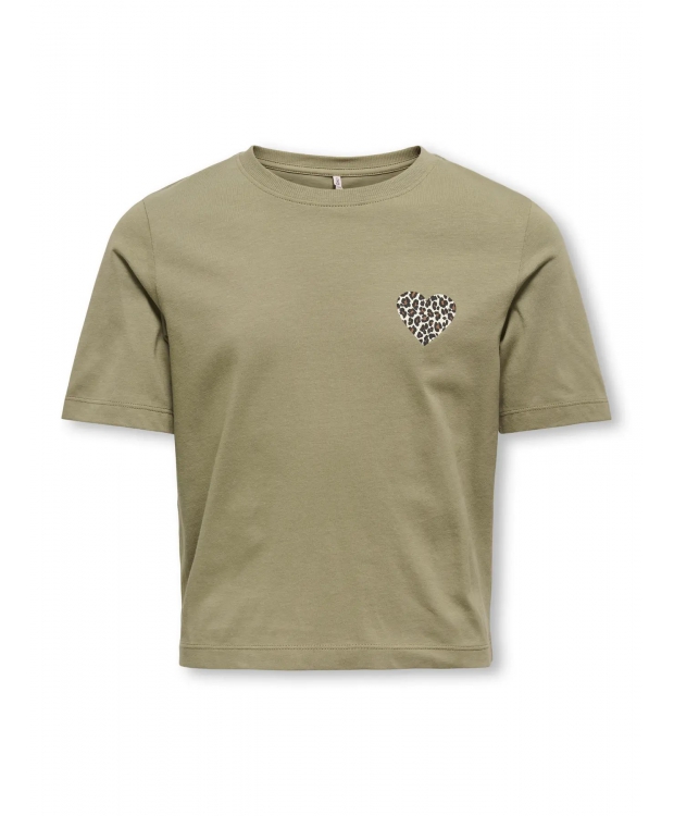 KIDS ONLY top Leo Heart  i army grøn til piger