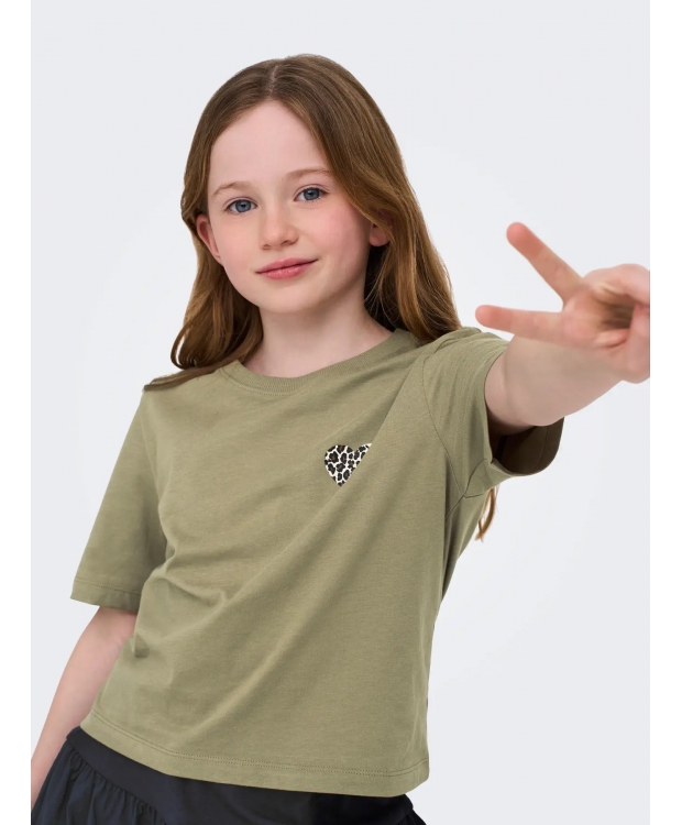 KIDS ONLY top Leo Heart  i army grøn til piger billede 6