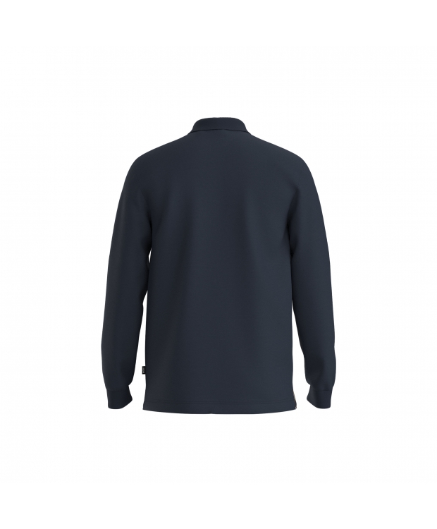 BOSS langærmet poloshirt med økologisk bomuld i navy til herre