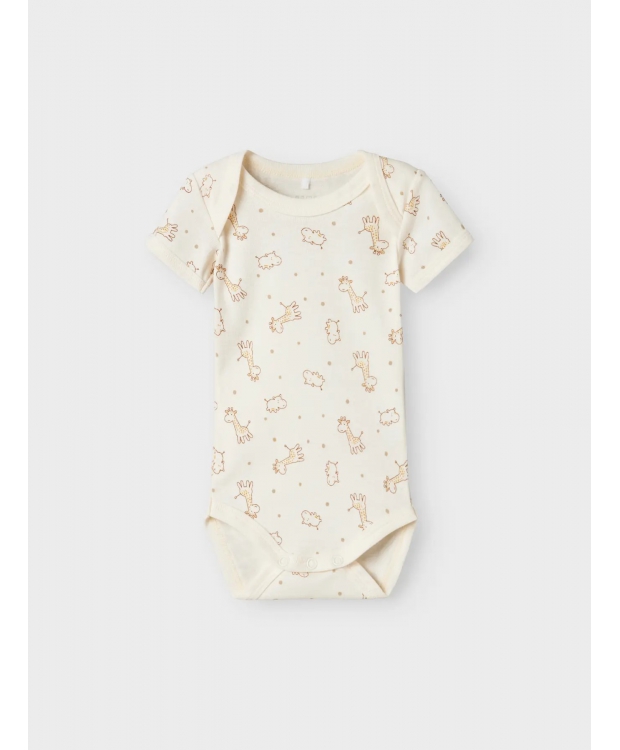 Name It 3pak Bodystocking i beige og hvid med giraffer til baby billede 4