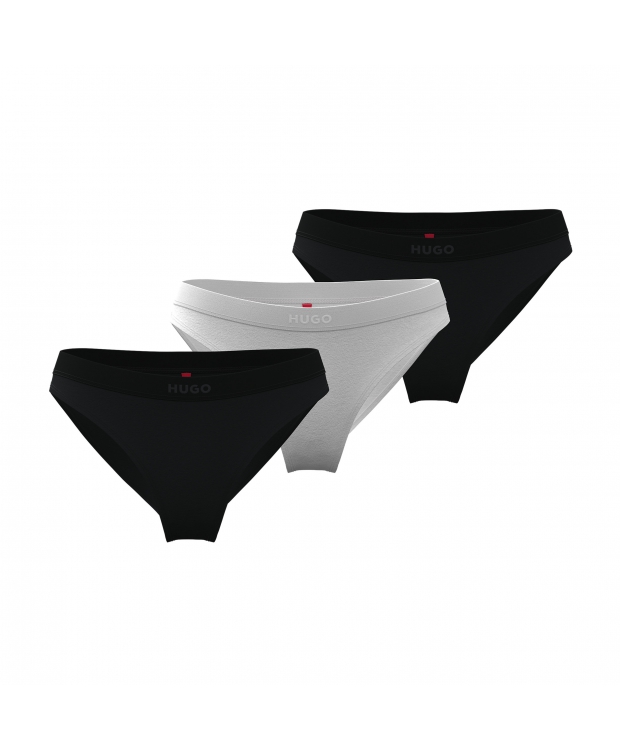 HUGO 3pak briefs i sort & hvid til kvinder